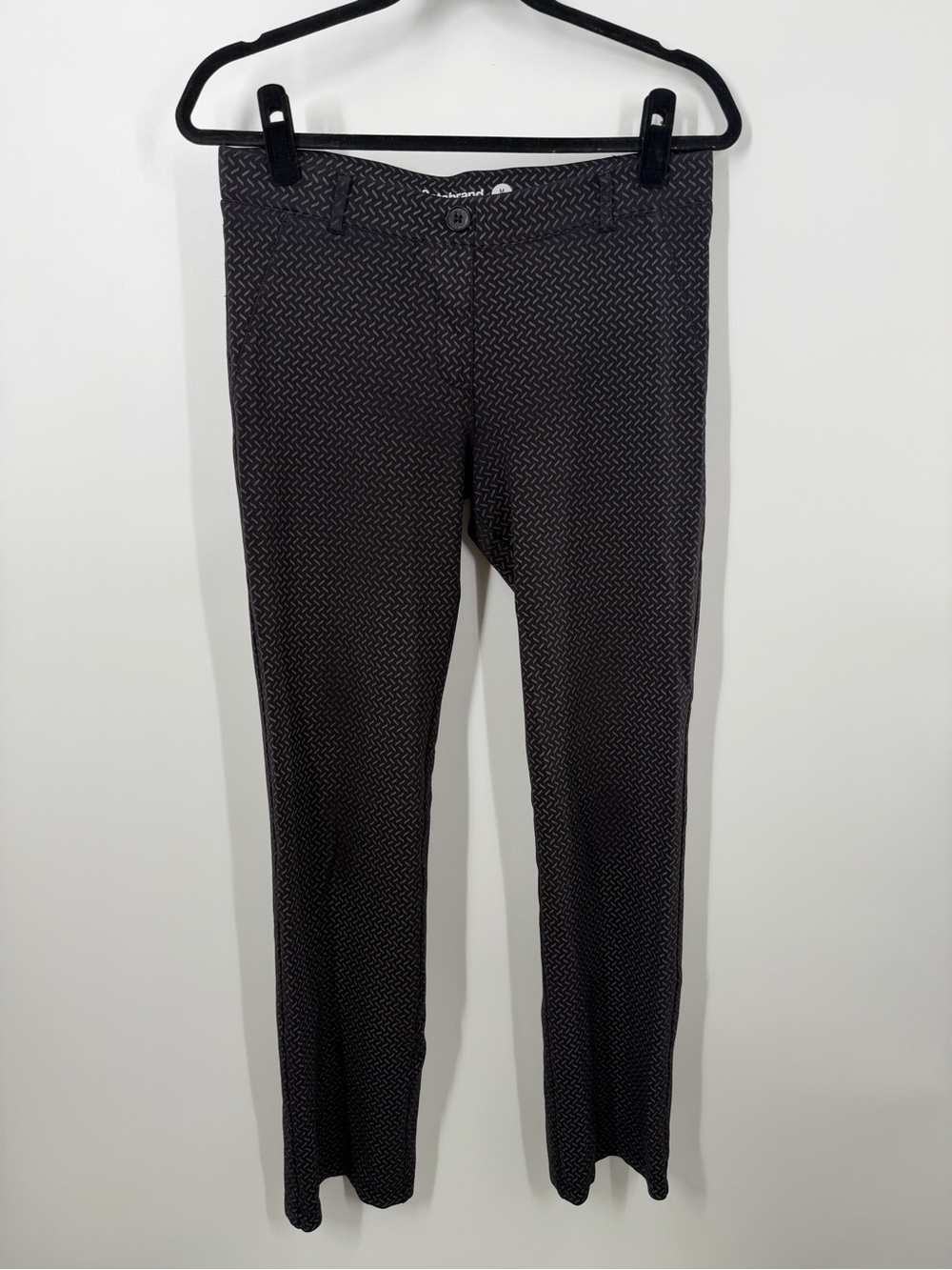 Betabrand Straight Leg Black and Gray Patterned Stretch Work Pants